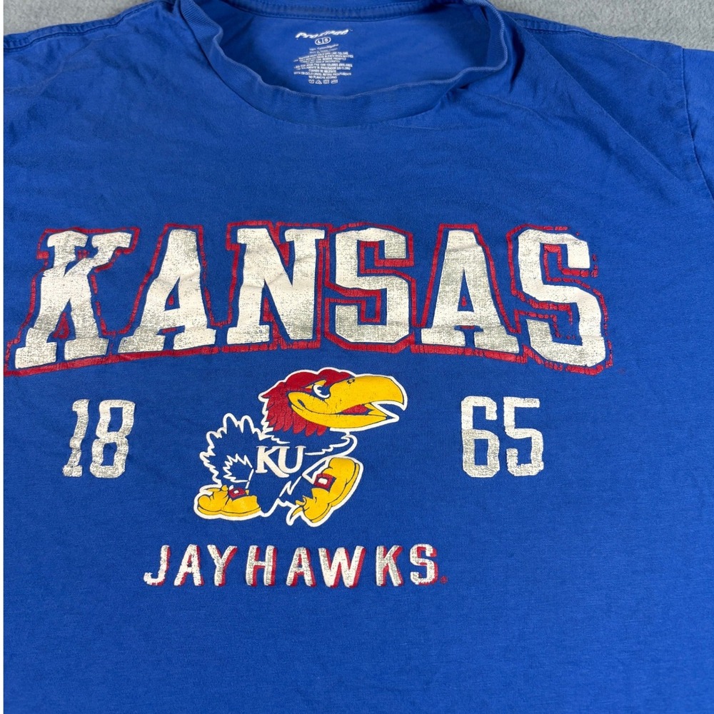 Pro Edge Kansas Jayhawks T-Shirt Mens Large Blue Graphic Tee NCAA 1865 Vintage - Picture 2 of 4